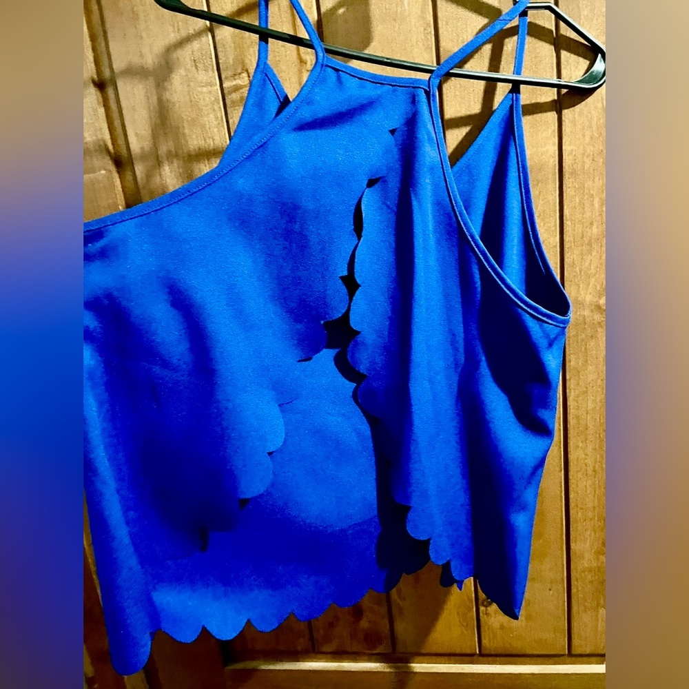 Bright Blue Open Back Tank Top- Large - Picture 6 of 12